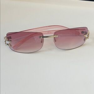 Aeropostale Pink Rimless Sunglasses with Gold Accents